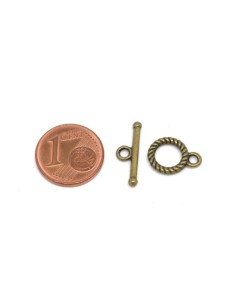 Petit fermoir toggle rond strié en métal bronze 2