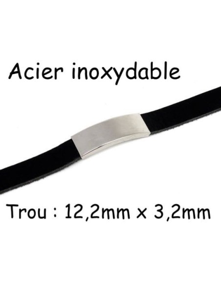Perle passant argenté en acier inoxydable pour lanière cuir de 12mm