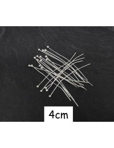tige métalliques à bille 4cm souple en métal argenté brillant blanc