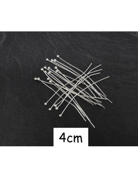 tige métalliques à bille 4cm souple en métal argenté brillant blanc