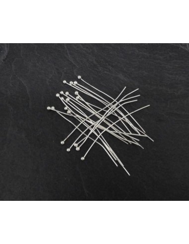 tige à bille 4cm souple en métal argenté brillant blanc