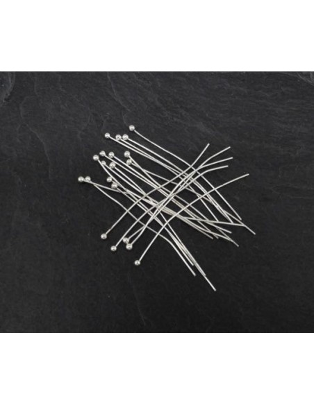 tige à bille 4cm souple en métal argenté brillant blanc