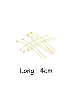 tige, clous à bille 4cm souple en métal doré