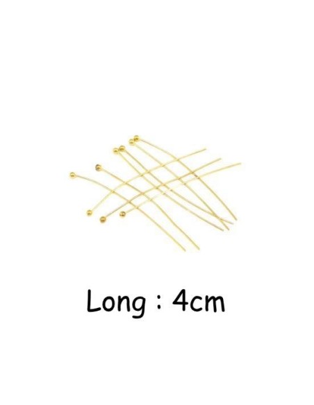tige, clous à bille 4cm souple en métal doré
