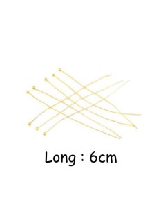 tiges métalliques clous à bille 6cm souple en métal doré