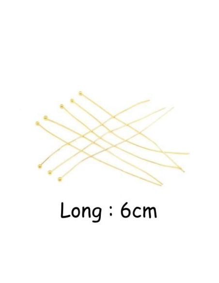 tiges métalliques clous à bille 6cm souple en métal doré