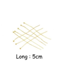 tiges métalliques clous à bille 5cm souple en métal doré pour BO
