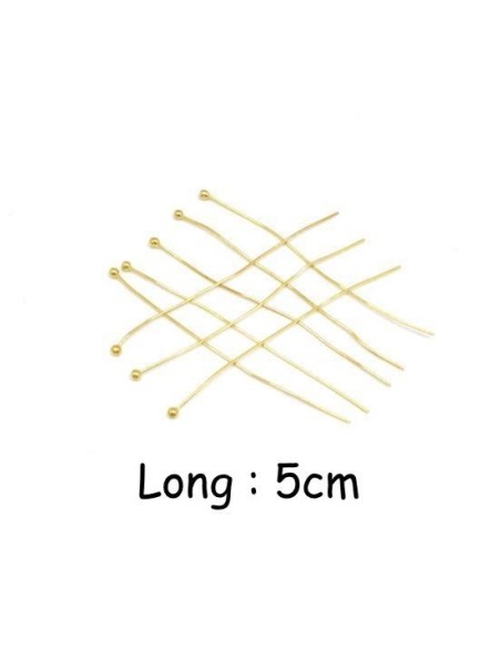 tiges métalliques clous à bille 5cm souple en métal doré pour BO