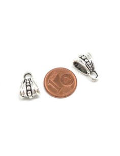 Perle support breloque argenté travaillé pour cordon cuir 6mm 2