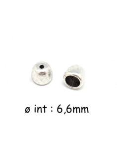 Embout calotte en métal argenté pour cordon cuir 6mm