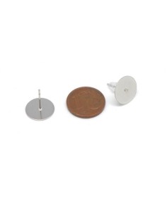 Support plateau puce de 12mm pour boucles d'oreilles en acier inoxydable argenté 2