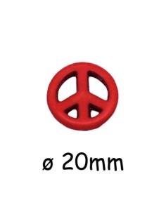 Perle Peace and love rouge 20mm en pierre synthétique