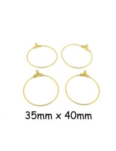 Support boucle d'oreilles doré, créoles 35mm en métal
