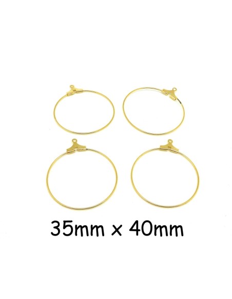 Support boucle d'oreilles doré, créoles 35mm en métal