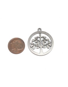 Pendentif arbre de vie en acier inoxydable argenté 28mm 2