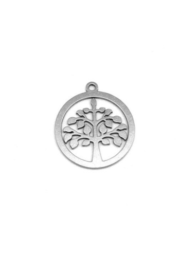 Pendentif arbre de vie en acier inoxydable argenté porte bonheur