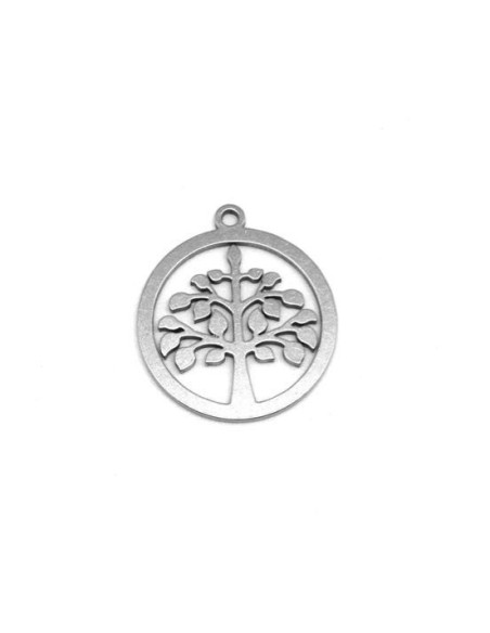 Pendentif arbre de vie en acier inoxydable argenté porte bonheur