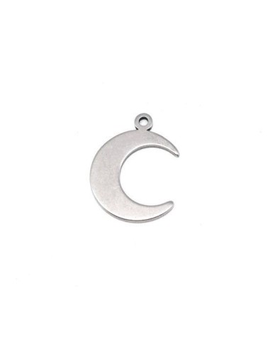 Charm lune en acier inoxydable argenté 18mm