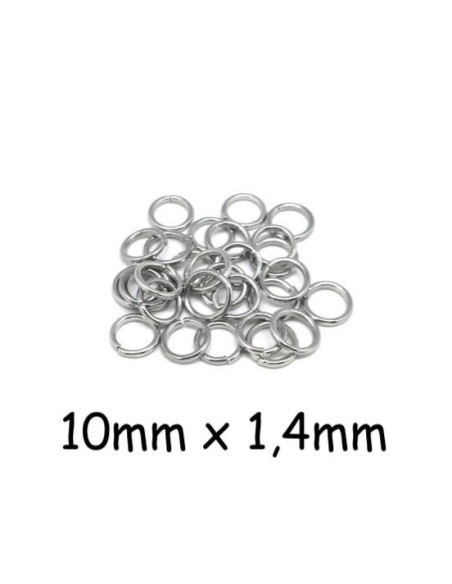Anneau brisé épais 10mm x 1,4mm en métal argenté