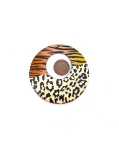Pendentif créole bois motif tigre et panthère 2