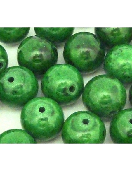 Perle ronde verte 11mm