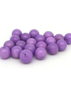 2 Perles ronde, boule lisse en pierre teinté parme 11,9mm