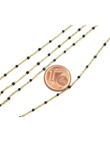 Chaîne émaillé doré et noir en acier inoxydable pour bijoux