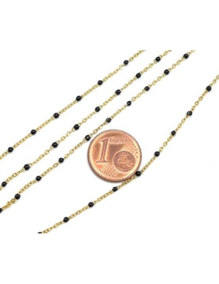 Chaîne émaillé doré et noir en acier inoxydable pour bijoux