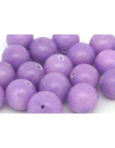 2 Perles ronde, boule lisse en pierre teinté parme 11,9mm 2