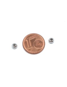 Perle ronde 4mm en acier inoxydable argenté pour cordon de 1,5mm 2