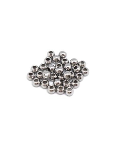 Perle ronde argenté 4mm en acier inox pour création bijoux