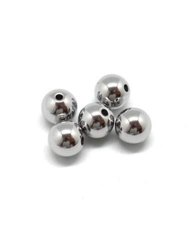 Perle ronde 8mm argenté en acier inoxydable très belle