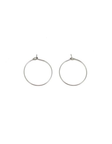 Boucles d'oreilles Créole 30mm argenté en acier inox à agrémenter de breloques perles