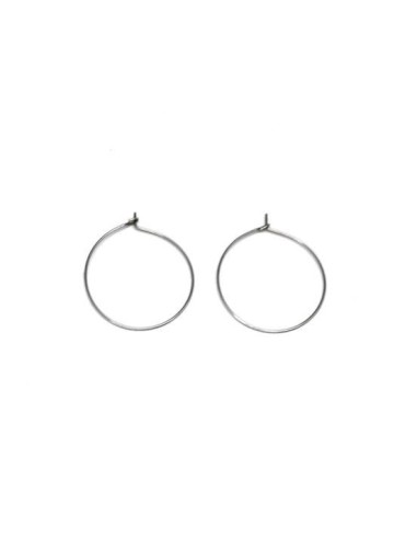 Support BO Créole 25mm argenté en acier inoxydable - 5 paires