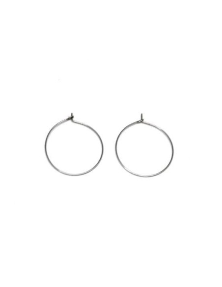 Support BO Créole 25mm argenté en acier inoxydable - 5 paires