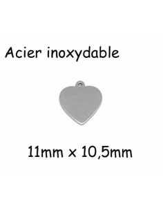 Petite breloque coeur argenté en acier inox pour bijoux