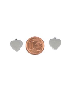 Petite breloque coeur argenté en acier inox pour bijoux 2
