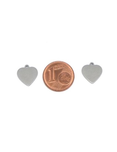 Petite pendentif coeur argenté en acier inox pour bijoux