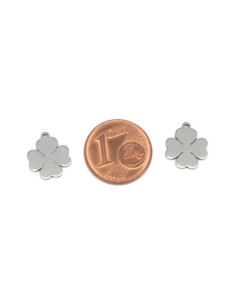 Breloques trèfle à 4 feuilles argenté en forme de coeur en acier inoxydable porte bonheur 2