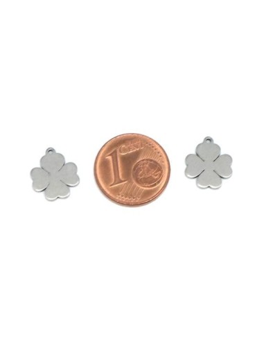 Petit pendentif trèfle à 4 feuilles argenté en acier inox pour bijoux
