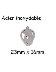 Pendentif Sainte Vierge en métal argenté acier inoxydable