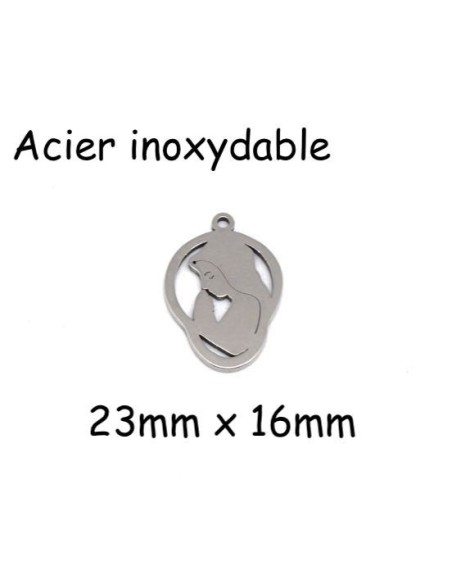 Pendentif Sainte Vierge en métal argenté acier inoxydable Pendentif Sainte Vierge en métal argenté acier inoxydable