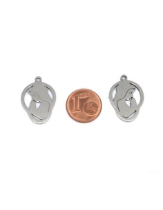 Pendentif Sainte Vierge en métal argenté acier inoxydable 2