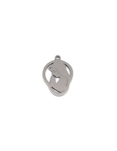Charm Sainte Vierge en métal argenté acier inoxydable