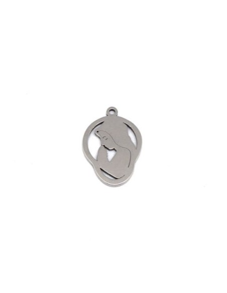 Charm Sainte Vierge en métal argenté acier inoxydable Charm Sainte Vierge en métal argenté acier inoxydable