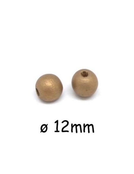 Perle ronde en bois doré pour création de Noel
