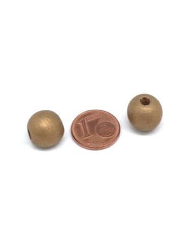 Perle 12mm en bois doré bronze pour création bijoux
