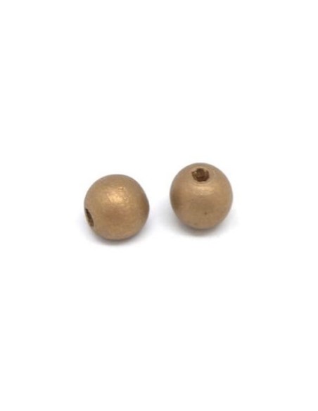 Perle ronde 12mm en bois doré pour création DIY