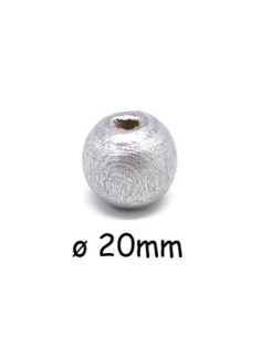 Perle ronde 20mm en bois couleur argenté - Idéal création DIY - décoration Nöel