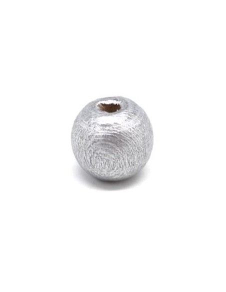 Grosse Perle ronde 20mm en bois couleur argenté pour création bijoux de sac